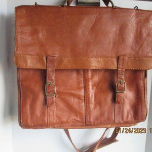 Vintage Amiet Brown Soft Leather/Over The Shoulder Briefcase/Satchel